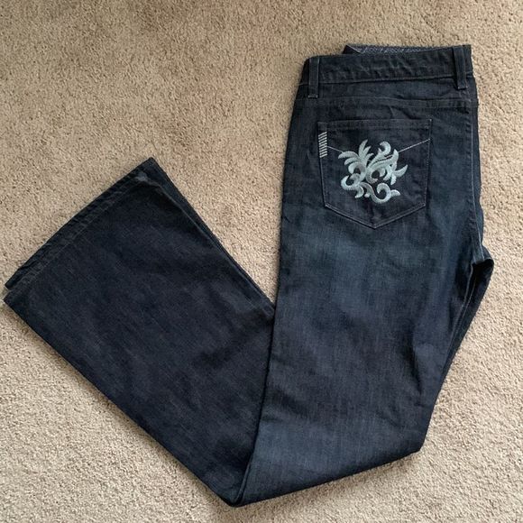 Paige Embroidered Denim Jeans Womens Sz 32 - Picture 1 of 11